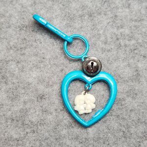 Vintage 1980s Plastic Bell Charm Girls Heart For 80s Necklace BLUE